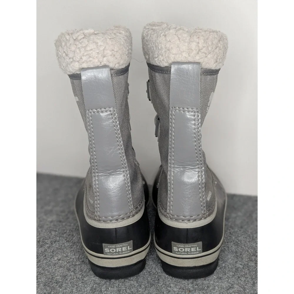 Sorel‎ Waterproof Faux Fur Snow Boots Women's Size 4 Gray & Black Natural Rubber